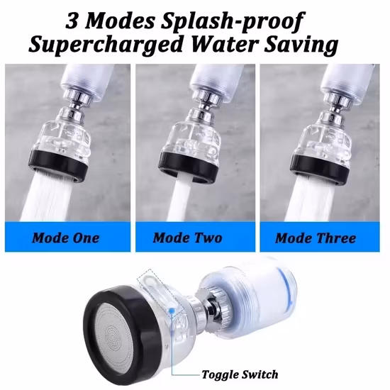 節水蛇口エアレーター360°回転、蛇口延長可動式